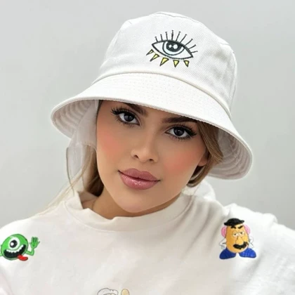 کلاه باکت گلدوزی چشم آبی