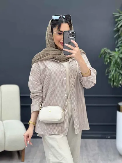 شومیز راه راه دو جیب نیلا