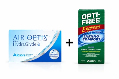 لنز طبی فصلی ایراپتیکس Airoptix Plus HydraGlyde محلول لنز اپتی فری Opti Free 120 ML