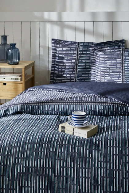 سرویس روتختی یک نفره Özdilek مدل Modra پنبه‌ای - آبی