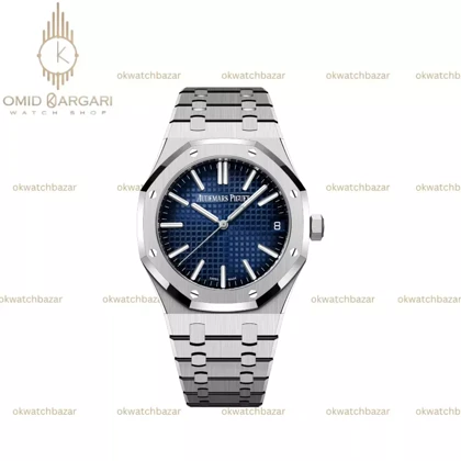 ساعت مچی اودمار پیگه اتوماتیک صفحه سرمه ای بند سیلور Audemars Piguet