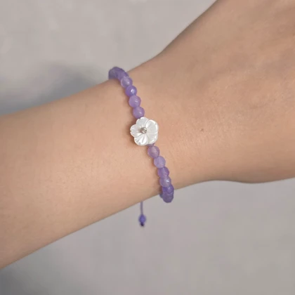 دستبند و گردنبند سنگ آمیتیست قلبی و تراش کریستالی