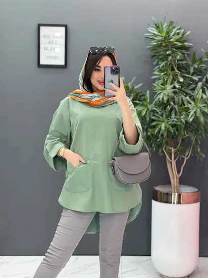 مانتو جلو بسته جیب برش‌دار