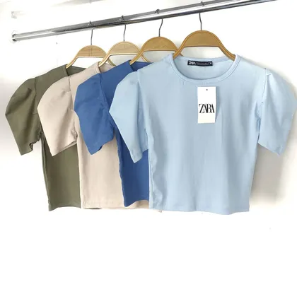 کراپ آستین پف zara