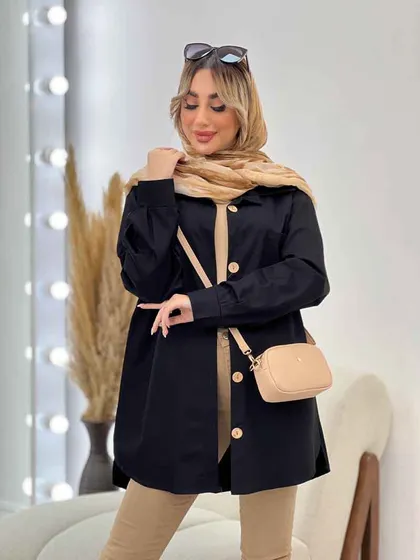 مانتو دو جیب دکمه چوبی