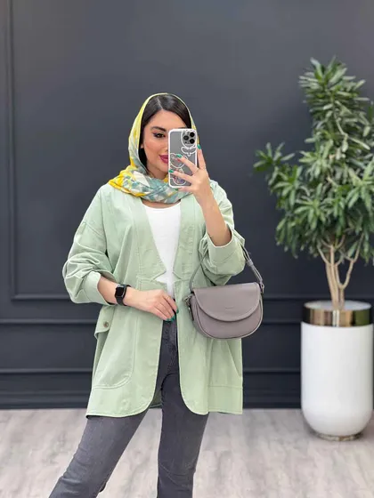مانتو لینن سر آستین چاک دو جیب