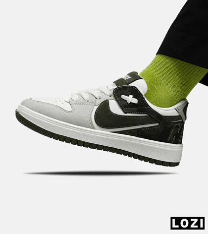 کفش مردانه و زنانه سفید طوسی یشمی NIKE AIR JORDAN مدل 5528