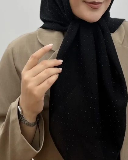 روسری مشکی نگین‌دار (ویژه محرم)