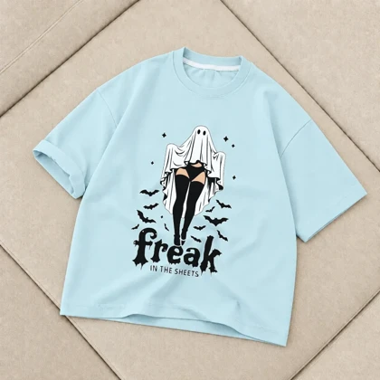 تیشرت زنانه باکسی طرح freak سایز فری (پنبه ضمانتی) در 7 رنگ