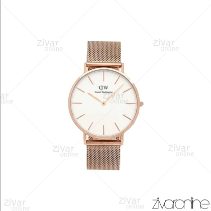 ساعت دنیل ولینگتون مردانه رزگلد بند حصیری صفحه سفید خطی 107042