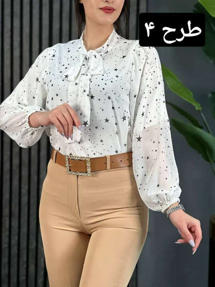 شومیز حریر آستین پف کد 1668