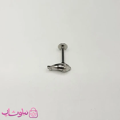 پیرسینگ گوش استیل مدل دلفین نقره ای رنگ کوچک کد 90