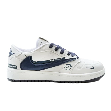 کتانی اسپرت مردانه مدل نایک تراویس سوپریم Nike Supreme رنگ سفید سرمه‌ای کد 51447
