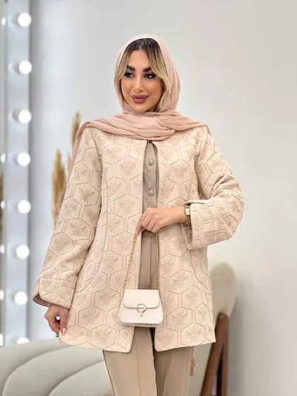 مانتو ژاکارد آستین لاله ای