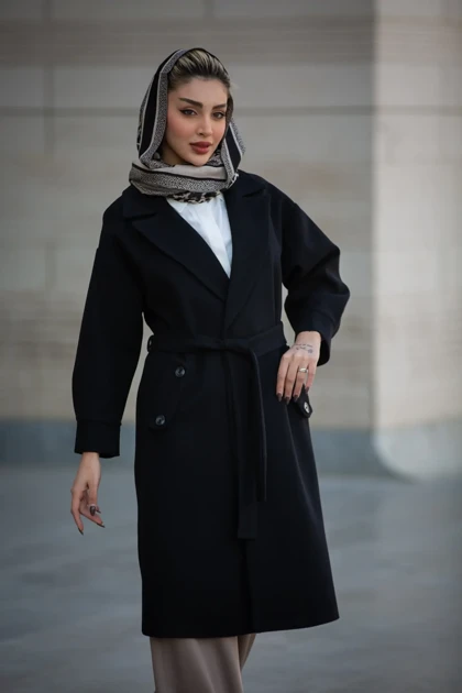 پالتو بلند جیب دکمه دار