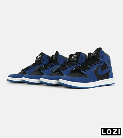 کفش کتانی مردانه و زنانه ساق‌دار مشکی آبی NIKE jordan 1