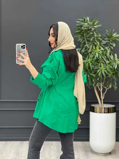 مانتو لینن بغل کش تک دکمه