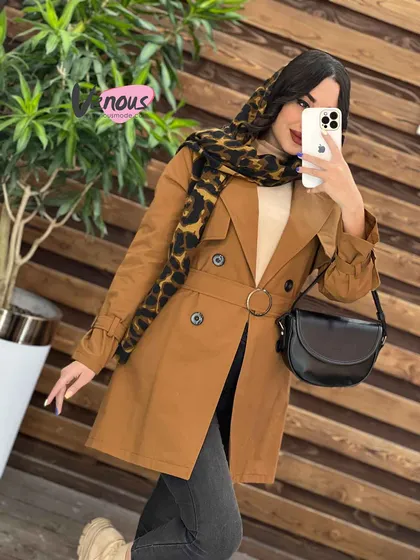 بارانی چهاردکمه کمردار