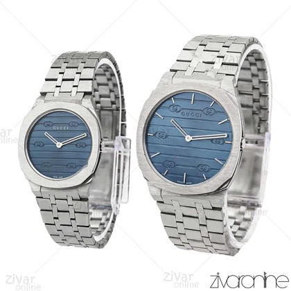 ست ساعت گوچی نقره ای صفحه سرمه ای 106050