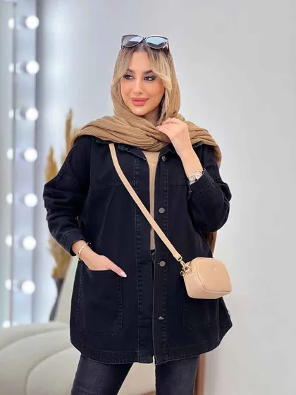 مانتو جین برش‌دار دو جیب