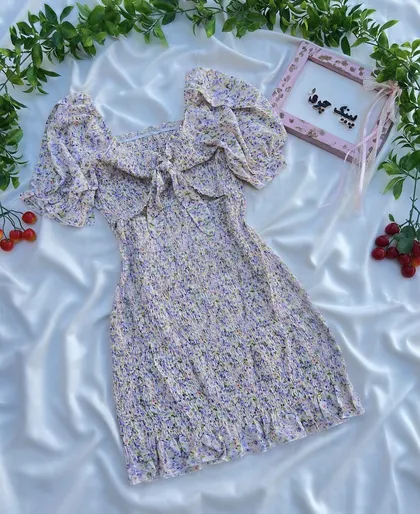 پیراهن کش دوزی گل‌دار شین🌸