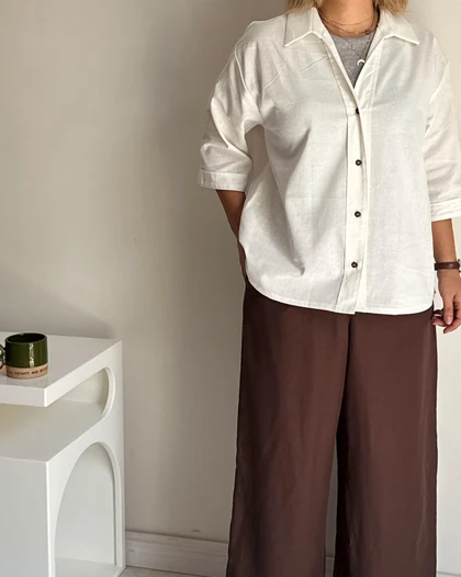 شومیز لینن Ava شیری
