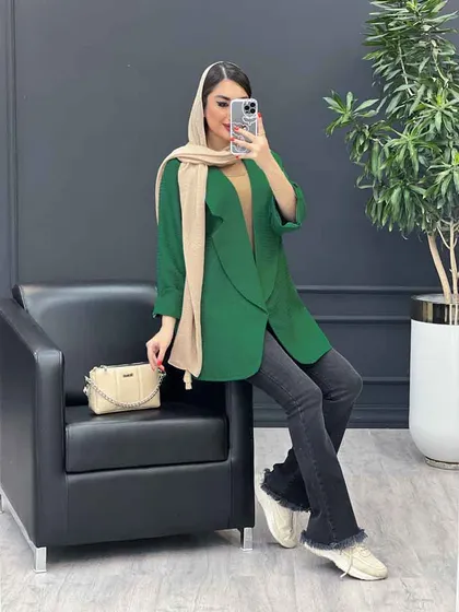 مانتو حصیری آستین برش‌دار