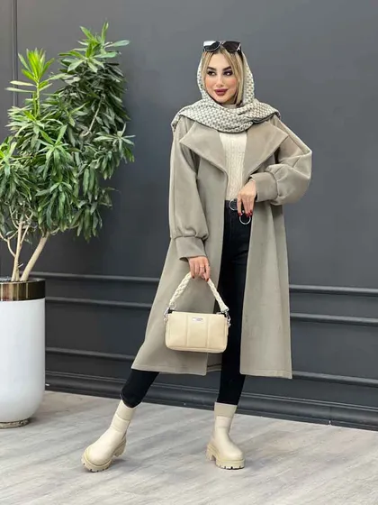پالتو یقه آمریکایی آستین پیله