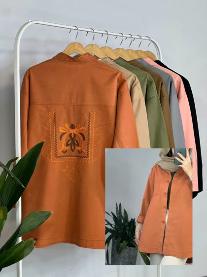 مانتو جین رنگی گلدوزی