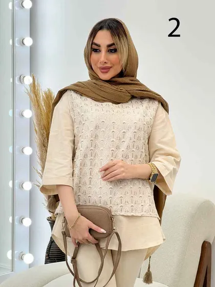 وست طرح دار لینن نچرال