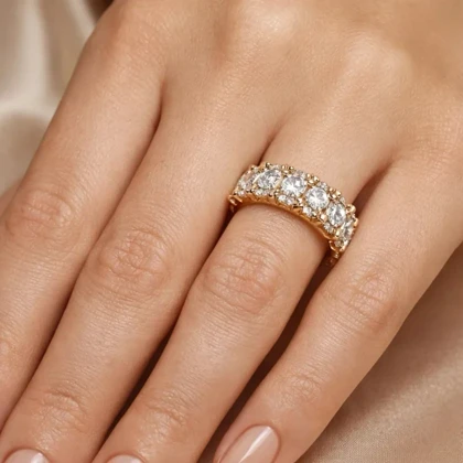 انگشتر زنانه ژوپینگ مدل پرنسس لاین طرح طلا جواهری