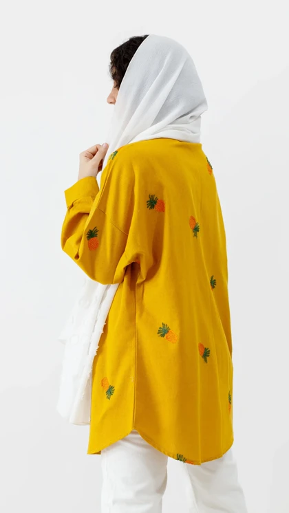 مانتو آناناسی دکمه دار قد 80