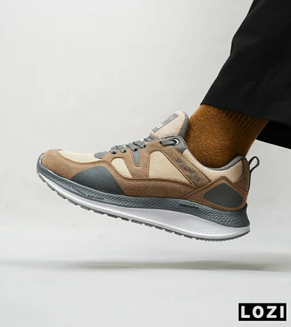 کفش کتانی طبی زنانه و مردانه قهوه ای کرم فیلی SKECHERS archfit v02 مدل 4717