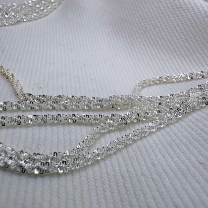 زنجیر استیل نقره‌ای مدل «خاویاری» (بافت پرانعطاف) | درخشان و اقتصادی