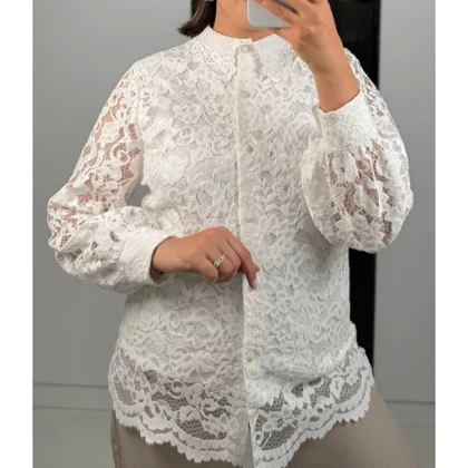 شومیز مجلسی زنانه مدل گیپور تمام مخمل