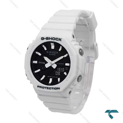 ساعت جیشاک زنانه GMA-S2100 سفید صفحه مشکی G-shock-6414-L