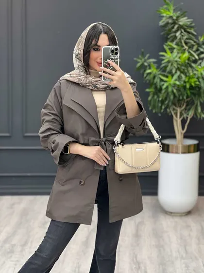 بارانی یقه دوبل ژیله دار