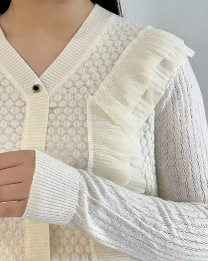 پلیور بافت جلو چین نما دکمه کد 5520