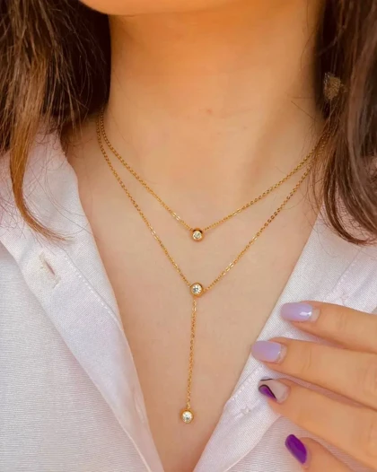 گردنبند دولاین تک نگین