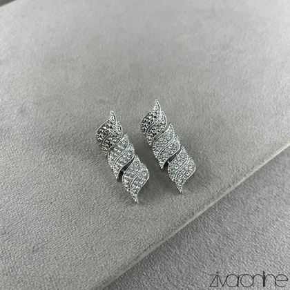 گوشواره زنانه مدل برگ تمام نگین 20410