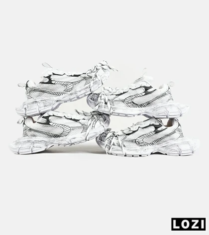 کفش کتانی مردانه و زنانه سفید مشکی Balenciaga 3XL مدل 7274