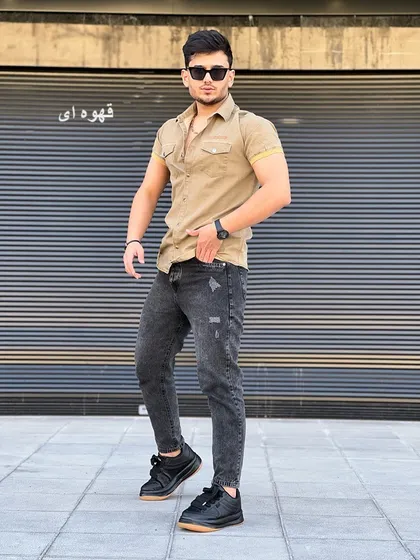 08:پیراهن کتان استین کوتاه