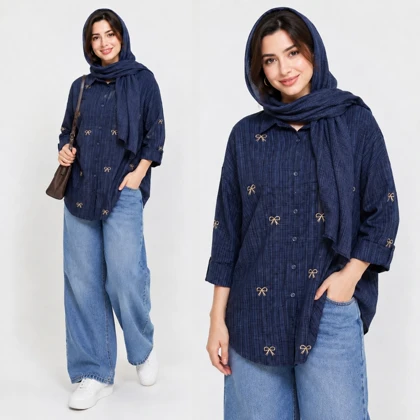شومیز زنانه گلدوزی پاپیون کد 394