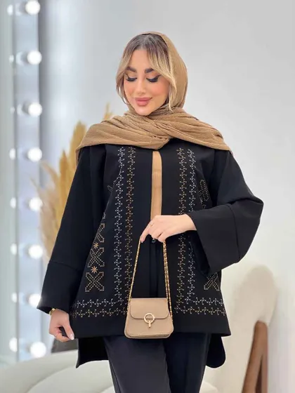 مانتو گلدوزی جلو باز
