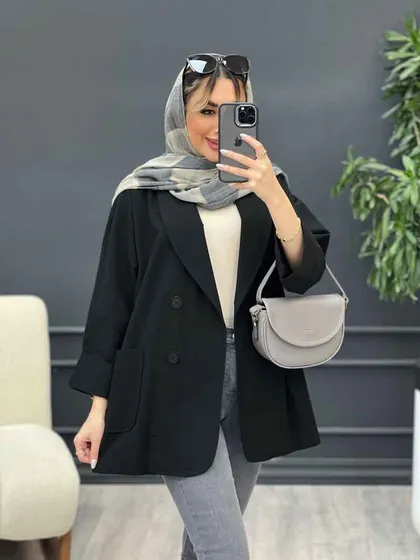 مانتو لینن چهار دکمه آستین پاکتی