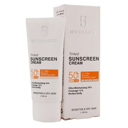 ضد آفتاب رنگی SPF50 بیزانس پوست خشک و حساس شماره 20 40 میل
