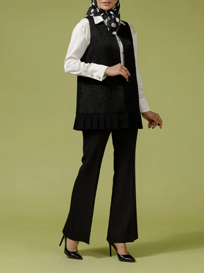 وست زنانه مجلسی ژاکارد کرپ 70105