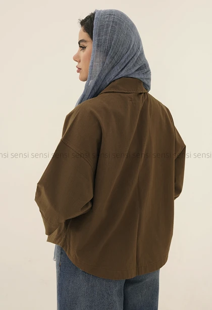 شومیز کراپ زنانه لینن یقه هفت کد1005629