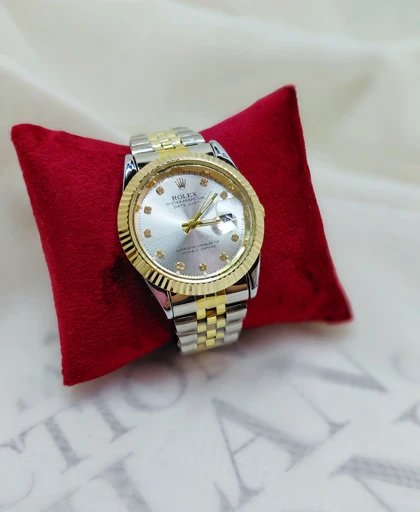 ساعت مچی رولکس Rolex مردانه صفحه سفید رنگ بدنه سفید طلایی