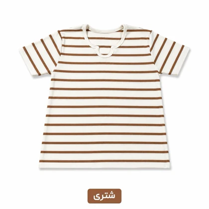 تیشرت زنانه کبریتی طرح راه راه یقه دلبری کد 295500